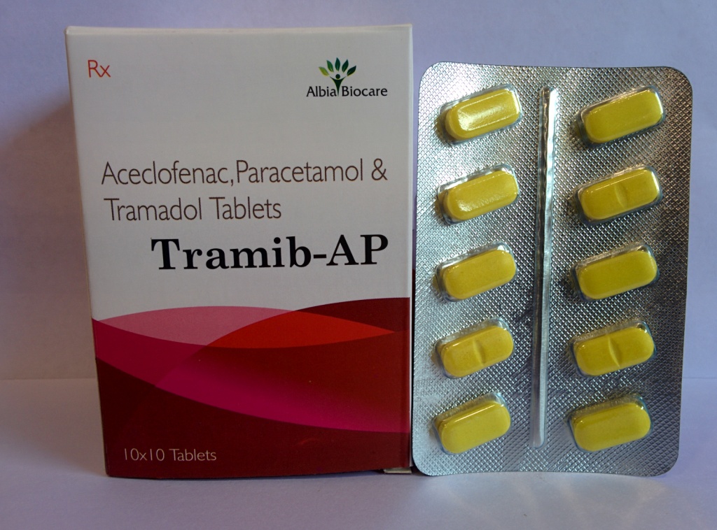 Tramib Ap Tab Tramadol 37 5 Mg Paracetamol 325mg Aceclofenac 100mg Chicklet Blister